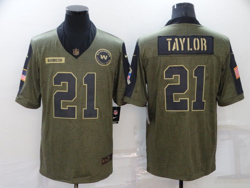 Men Washington Redskins 21 Taylor Green Nike Olive Salute To Service Limited NFL Jersey